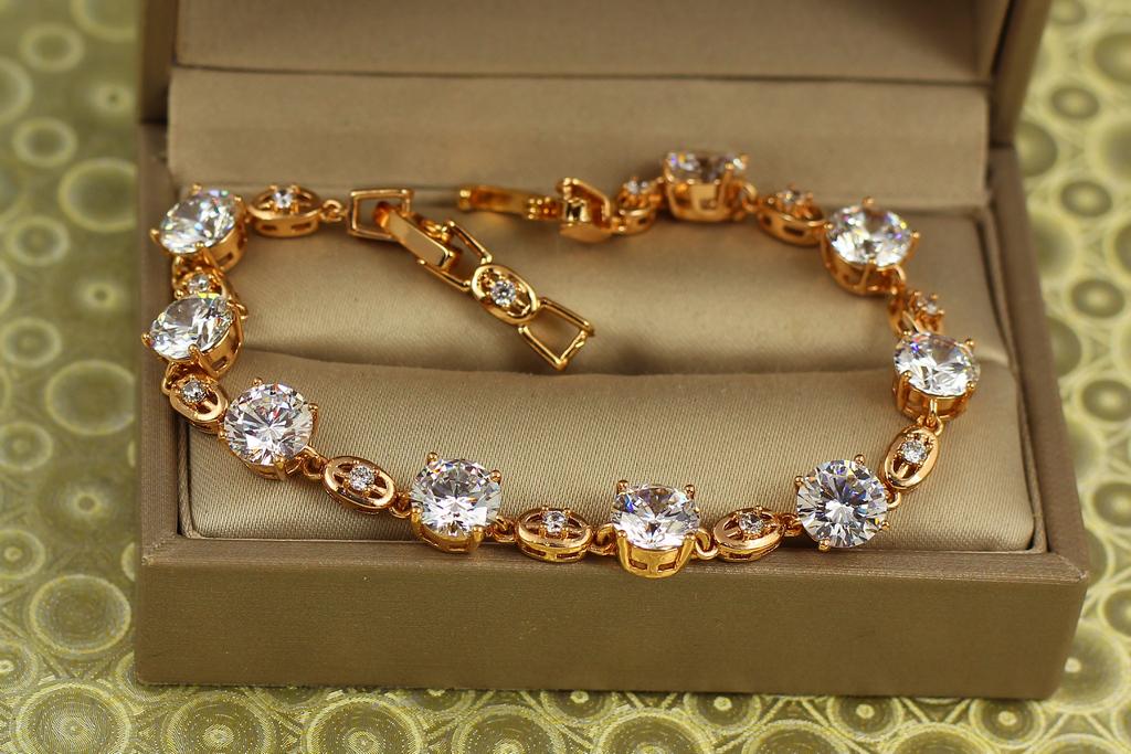 Браслет Xuping Jewelry Клио с камнями 18,5 см 7 мм Золотистый (29879553)
