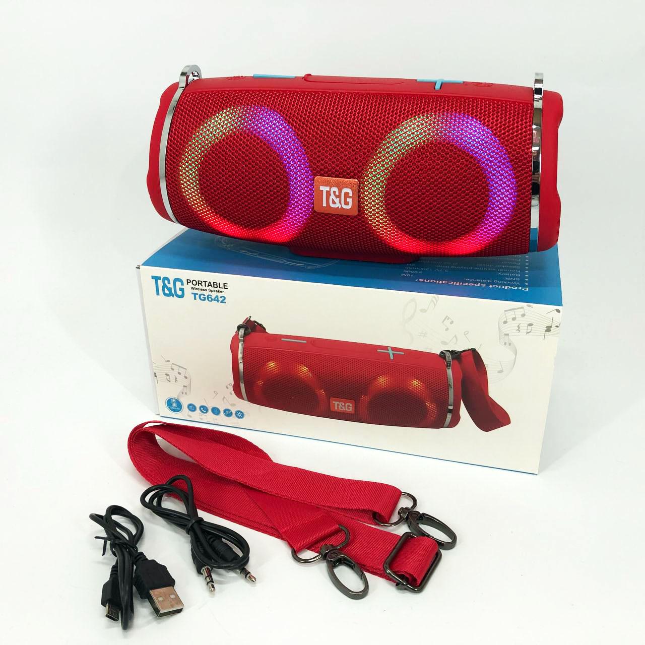 Колонка портативная с RGB подсветкой и ремешком TG642 Красный - фото 14