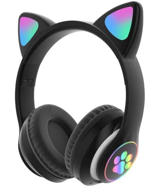 Наушники детские Cat Ear STN-28 Bluetooth с светящимися кошачьими ушками Черный (2054642168) - фото 1