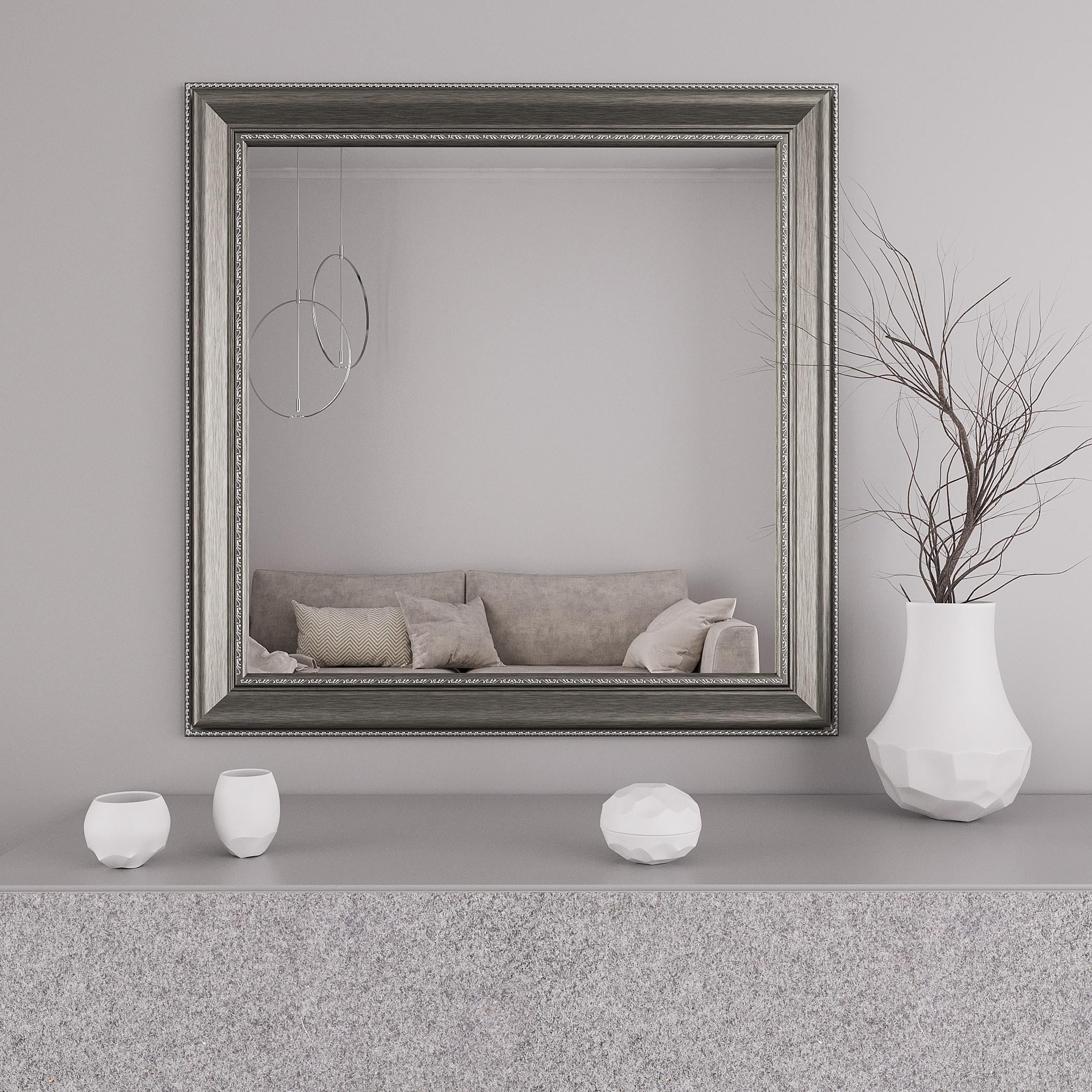 Зеркало квадратное Black Mirror настенное в раме 96х96 см Серебристый (8731-26)