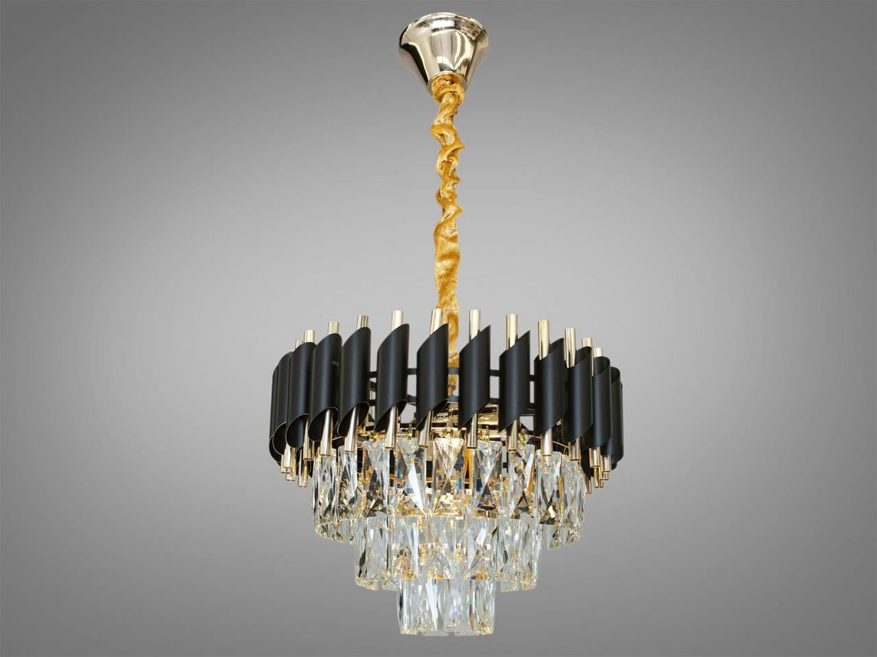 Люстра хрустальная в спальню на 5 ламп 201202-400BKSG-LS Черный/Золотой (1514733733)
