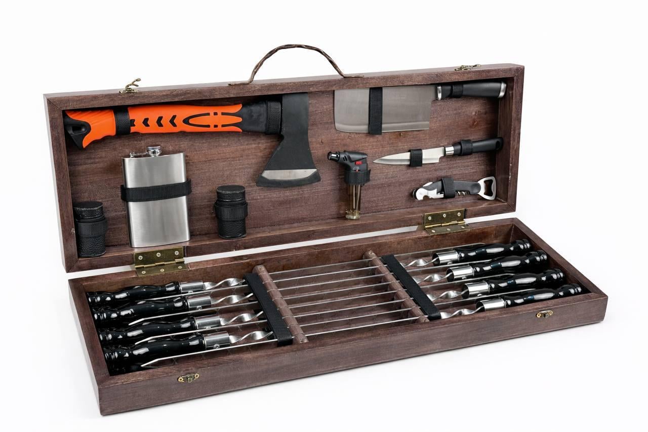 Набор для пикника GrillMaster Турист с топором/тесаком/ножом 20 пр. Коричневый (10-164-KS-7621)