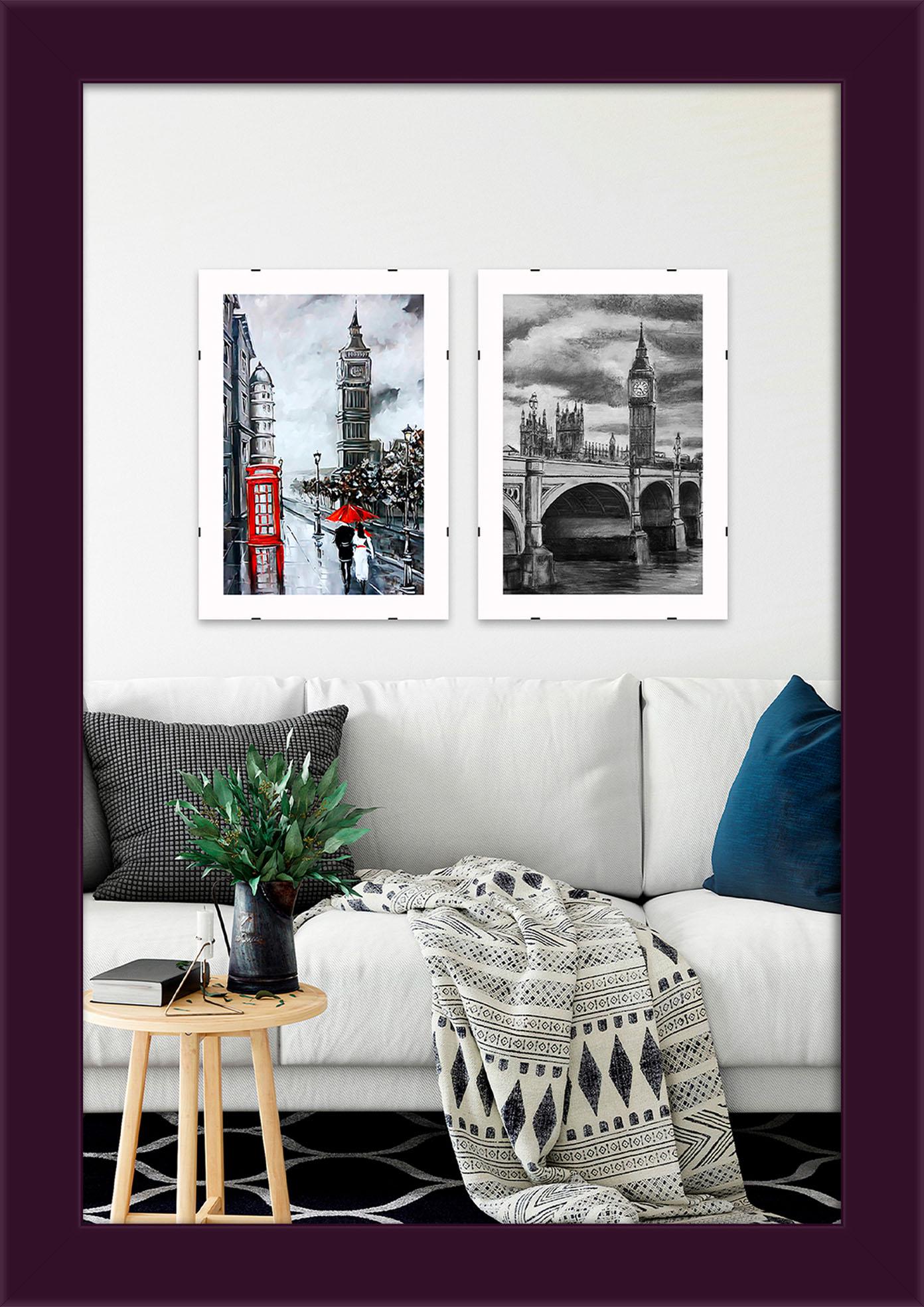 Рамка для фото деревянная EmojiFrame 20х30 см AH2220-02 глянцевое стекло 1-1,5 мм Фиолетовый