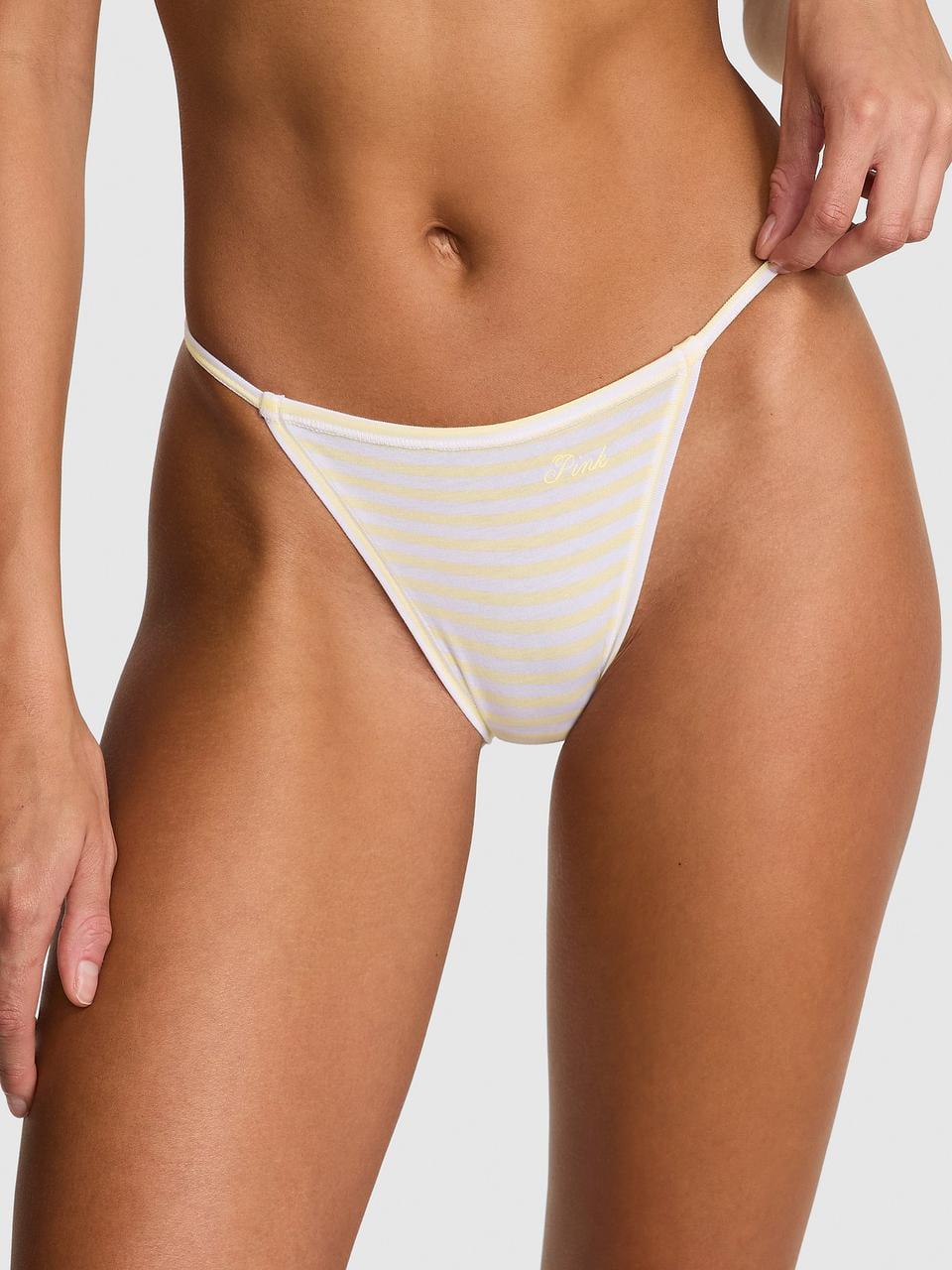 Трусики женские Victoria's Secret Cotton String Bikini M Белый/Желтый (34312955164486)