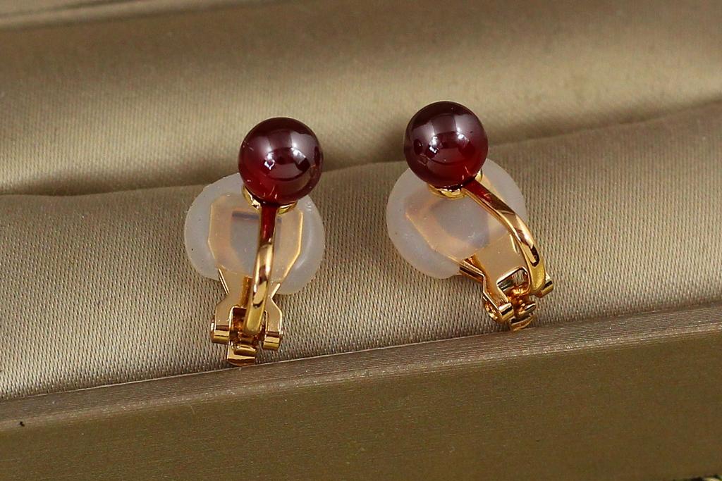 Серьги клипсы Xuping Jewelry красная жемчужина 1,5 см Золотистый (27109522)
