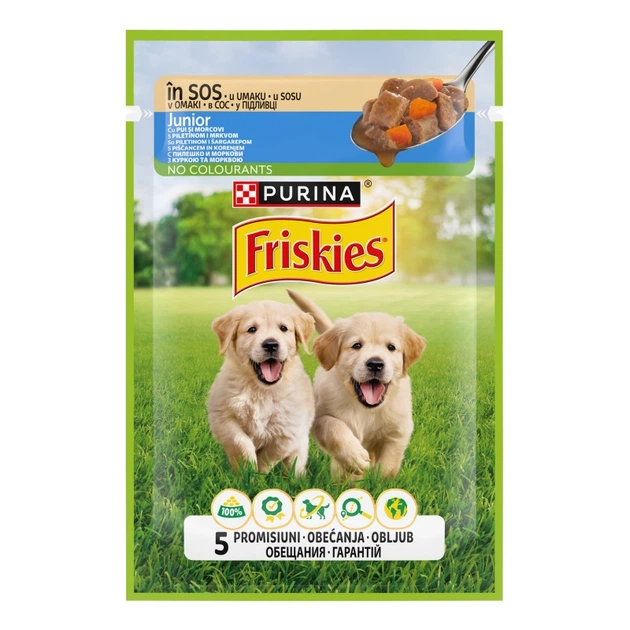 Корм вологий для цуценят Friskies шматочки в підливі з куркою та морквою 85 г (51096)