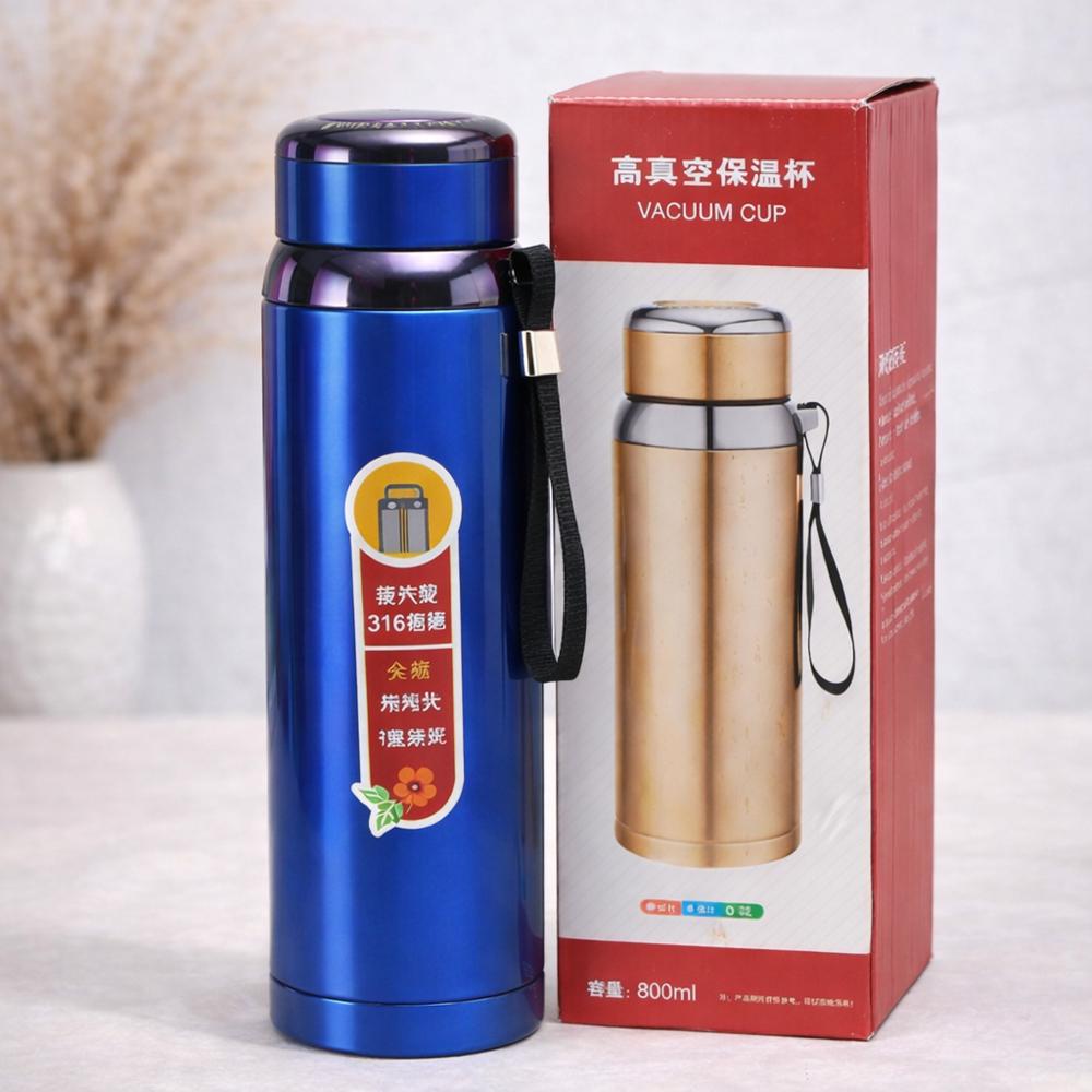 Термос вакуумный 124700 800 мл из нержавеющей стали 316 с ситечком и ремешком Синий Термос вакуумный 124700 800 мл из нержавеющей стали 316 с ситечком и ремешком Синий