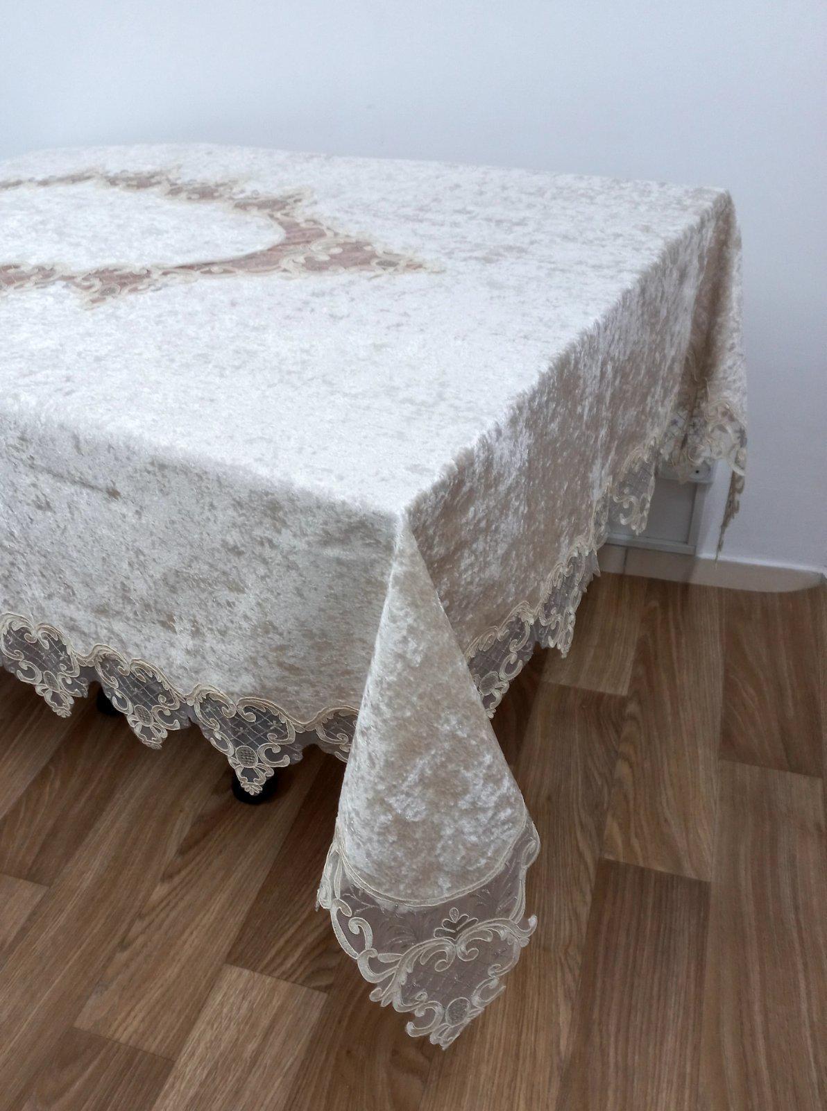 Скатертина велюрова Acme Tekstil PVS Kyrien 160x300 см Cappucino (CN30921)