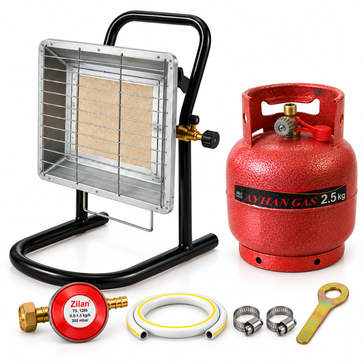 Комплект Nurgaz NG-310P баллон AYHAN GAS 5 л/редуктор Zilan/шланг 1 м/2 хомуты и ключ (NEW-04)