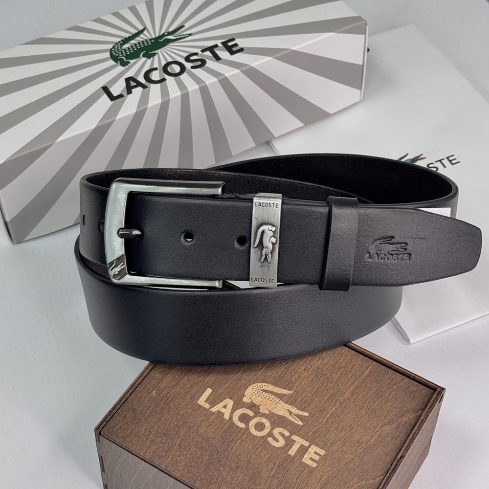Чоловічий ремінь Lacoste із натуральної шкіри Чорний (986 PTR)