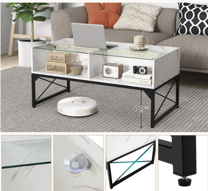 Журнальный стол Costway Moderne с подсветкой стол Costway Moderne с подсветкой Мраморный (4732) - фото 8