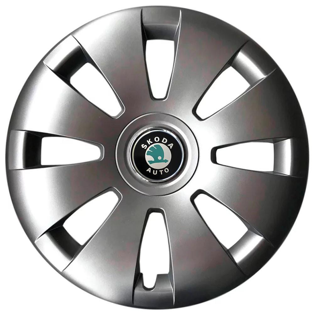 Колпаки SJS с логотипом Skoda 423 R16 4 шт. Зеленый/Серебряный (31006540)