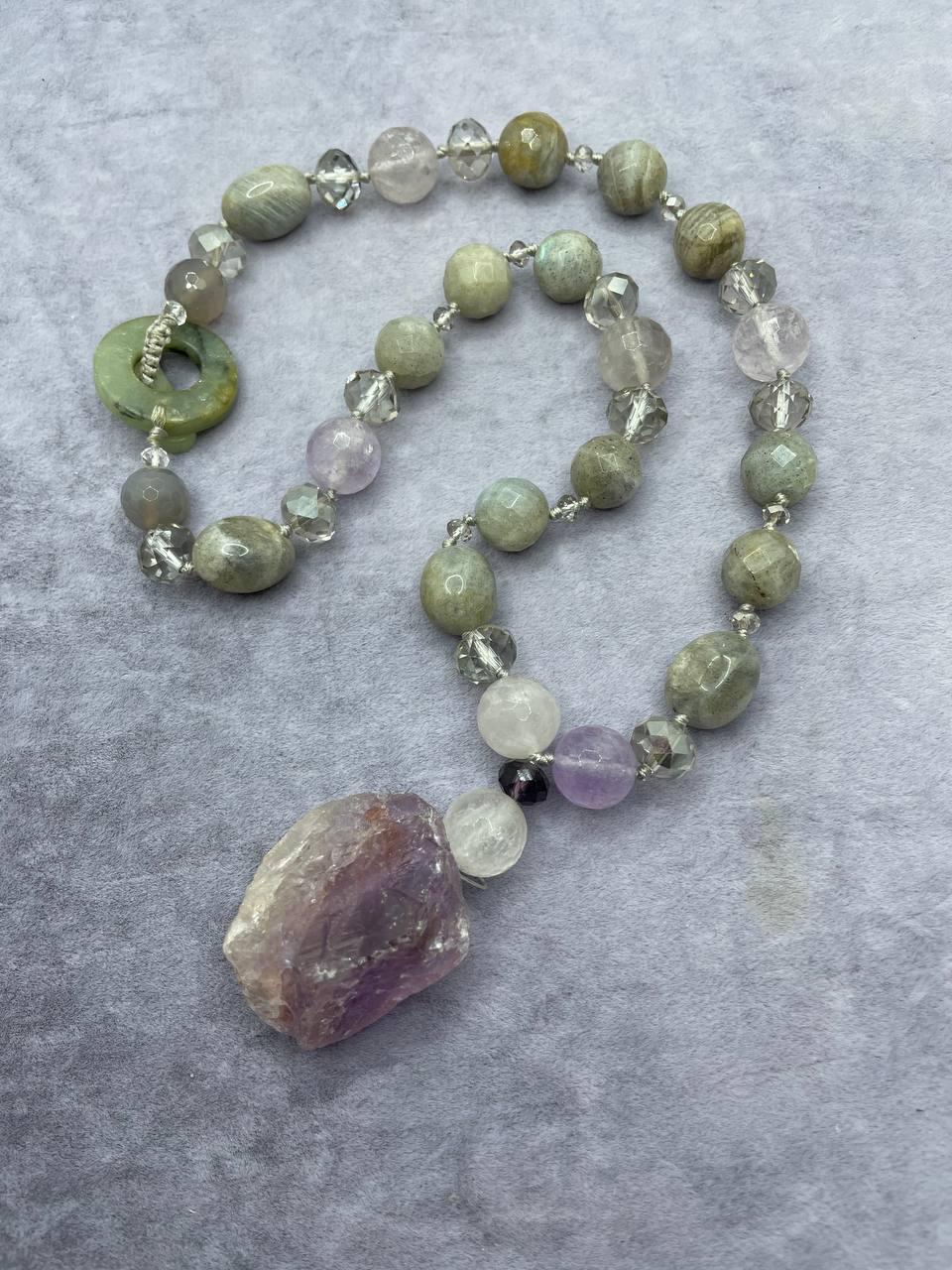 Бусы лабрадор аметист 45 см Фиолетовый (1003)