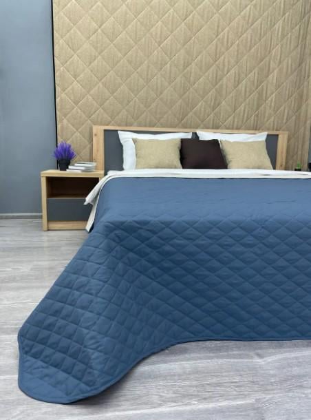 Покривало декоративне двостороннє Decorator Ultra Sonic Microfiber 140х215 см Синій/Бежевий (85-004) - фото 5