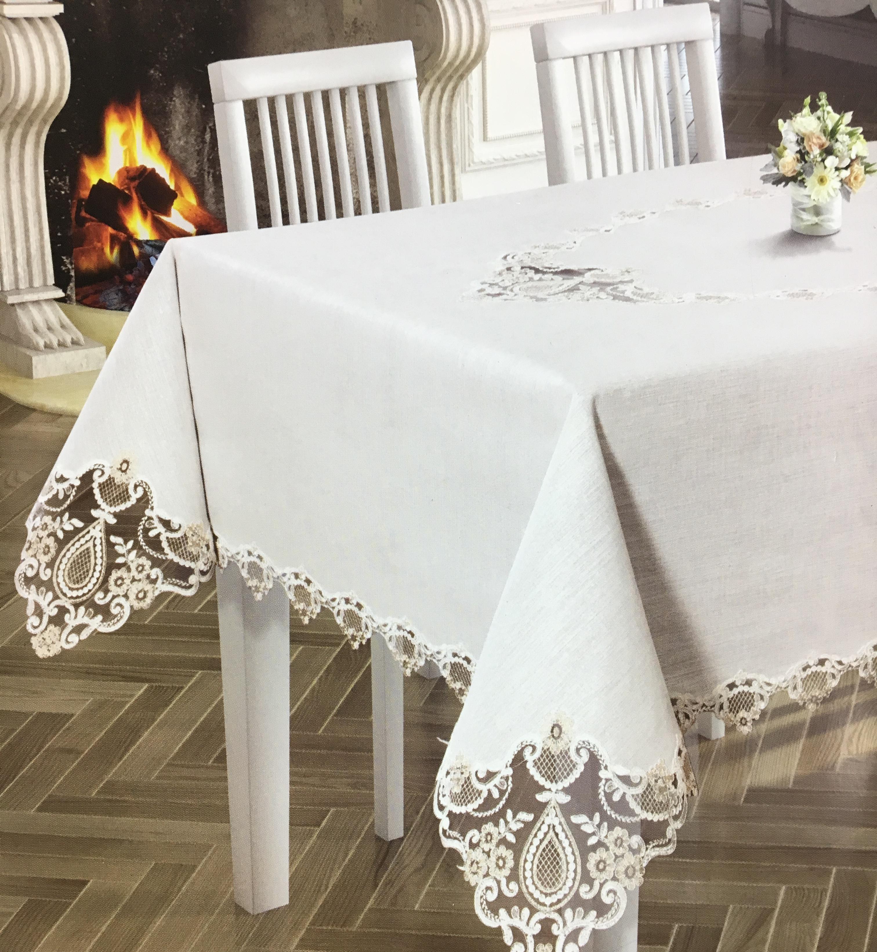 Скатерть велюровая Acme Tekstil 110x160 Damla Krem (CN7804)