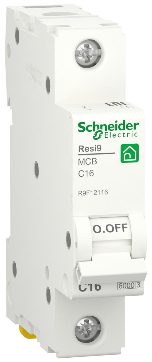 Автоматичний вимикач Schneider Electric RESI9 1P 16A 6кА С (R9F12116)