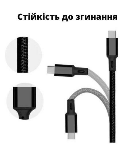 Кабель для зарядки смартфона USB Lightning/Micro USB/Type C из нейлона 1 м Черный (1896648379) - фото 4