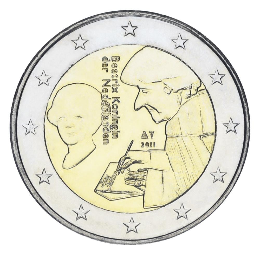 Коллекционная монета Нидерланды 2 евро 2011 500 лет книге Похвала глупости UNC (KM#303)