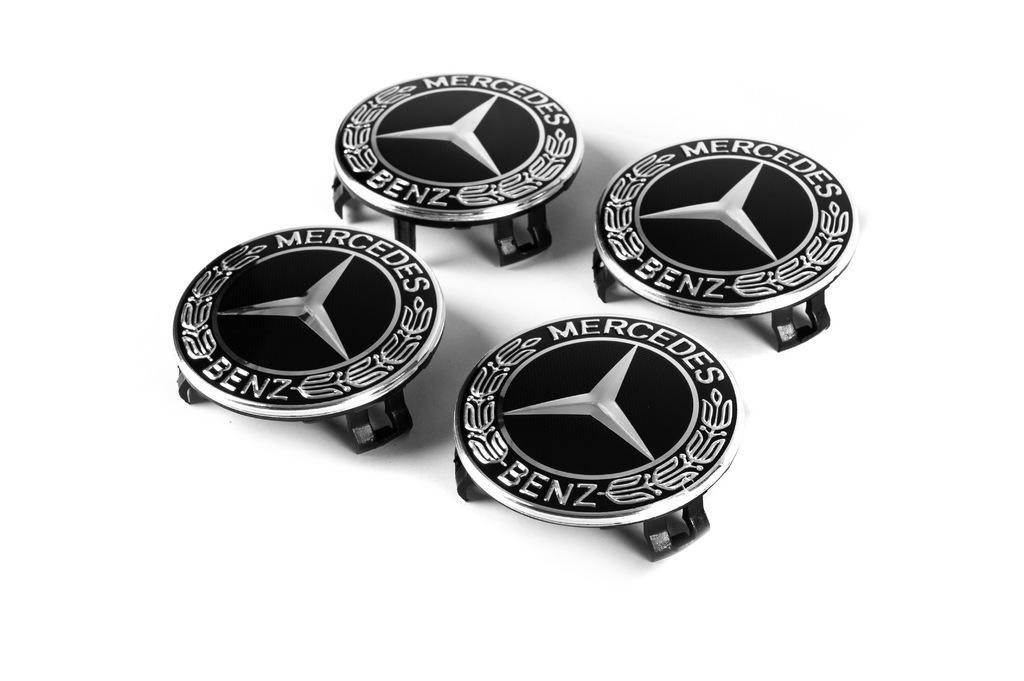 Колпачки на диски 71/75 мм без кольца Davs Auto для Mercedes abs-пластик Черный