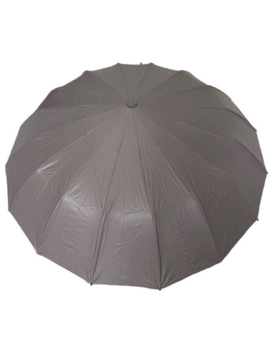 Парасолька-автомат жіноча Три Слона з квітами та однотонним куполом 16 спиць антивітер Бежевий (7569/5) - фото 1