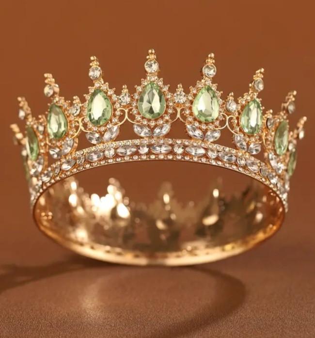 Декор для торта Корона 12 см з ніжно-зеленим камінням (2680606241) Декор для торта Корона 12 см з ніжно-зеленим камінням (2680606241)