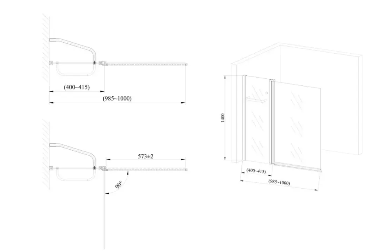 Шторка для ванны стеклянная AVKO Glass A542-8 100x140 Clear (5428100140) - фото 3