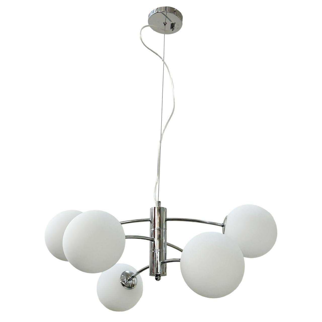 Люстра подвесная в стиле лофт Прометей на 6 лампочек Хром/Белый (P9-2777/6/CH/Chomre/white ball)
