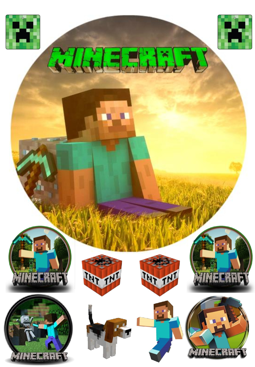 Картинка на торт вафельная Майнкрафт 9 (14594) Картинка на торт вафельная Майнкрафт 9 (14594)