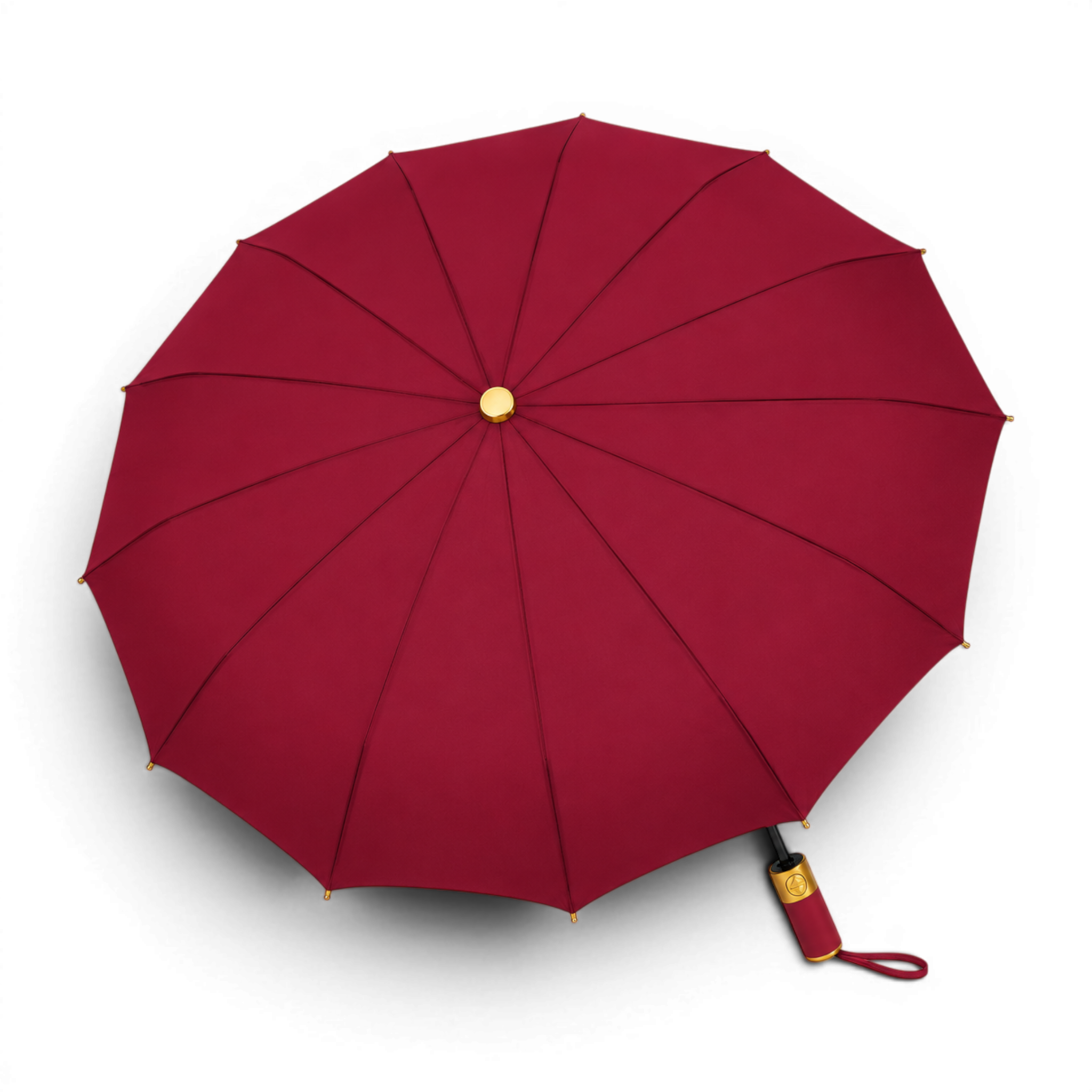 Парасоля жіноча автомат ALLANIO Gold 9012 Burgundy 12 спиць