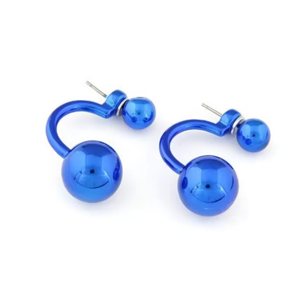 Сережки подвійні кулі Синій (1442446534)
