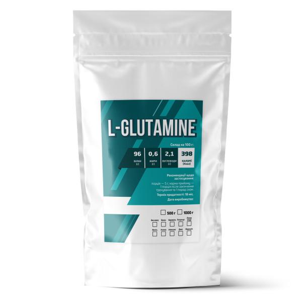 Аминокислотная добавка L-GLUTAMINE 96% белка на 200 порций 1 кг Без вкуса (124-125-glu-1)