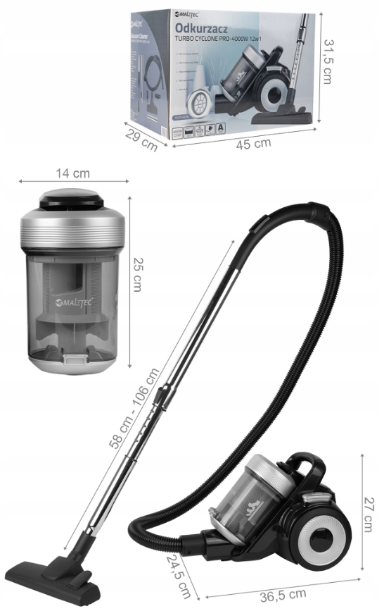 Пилосос безмішковий 12в1 MalTec TURBO CYCLONE (10995712) - фото 2