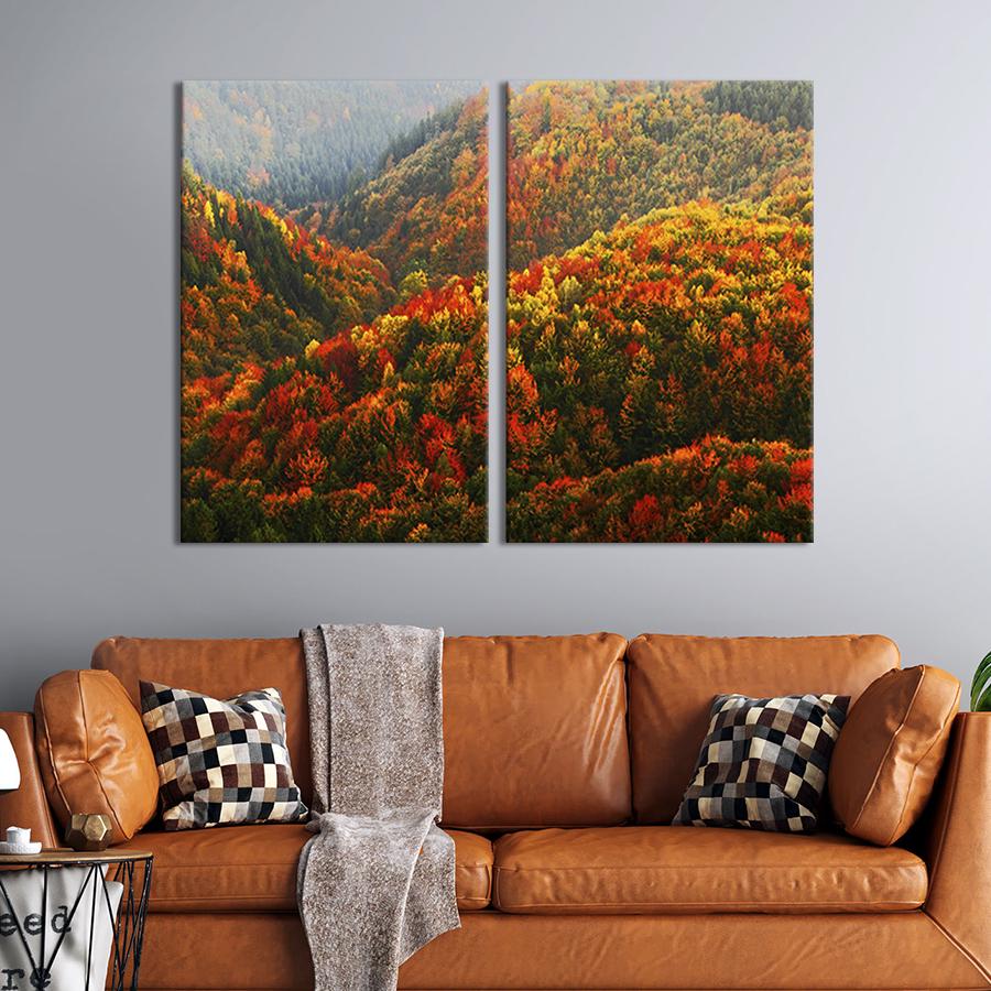 Модульная картина на холсте Диптих Разноцветный осенний лес 165x122 см (598-2)