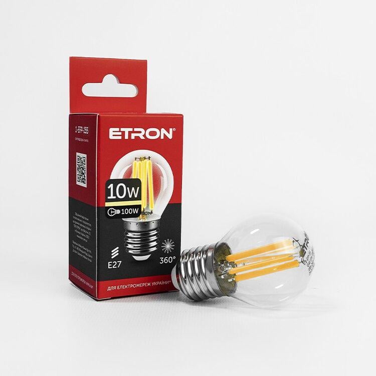 Светодиодная филаментная лампа ETRON Filament G45 10W E27 3000K Прозрачный (14269) Светодиодная филаментная лампа ETRON Filament G45 10W E27 3000K Прозрачный (14269)