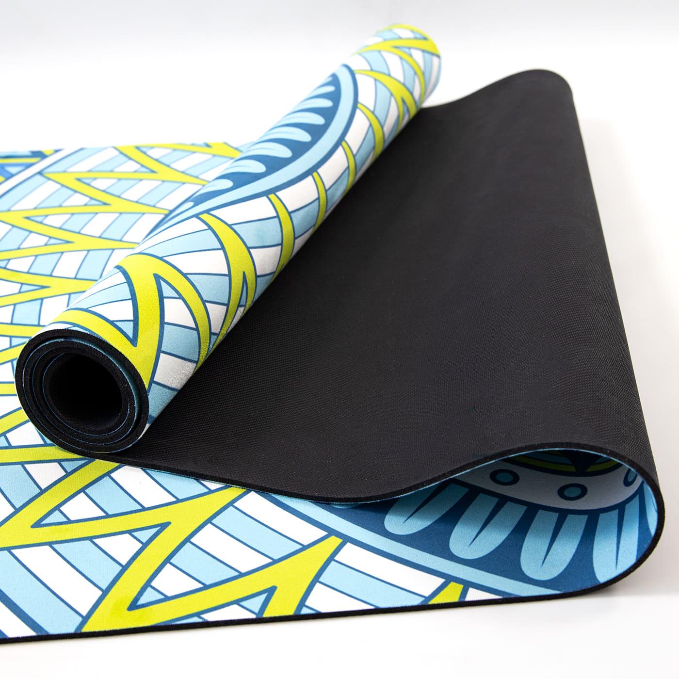 Килимок для йоги та фітнесу OSPORT каучук/замша 4 мм 183x68 см Синьо-бірюзовий (OF-0286-0082) - фото 5