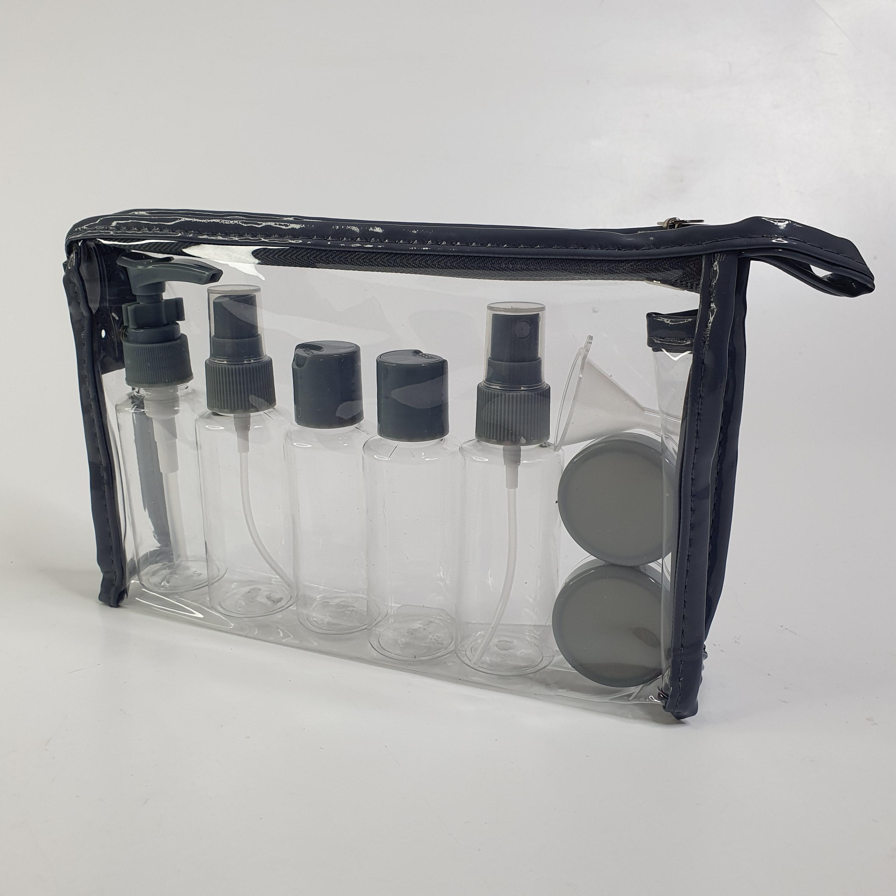 Набір дорожніх баночок для косметики Travel Bottle Set 9в1 із дозатором у сумці (INITD-9911) - фото 9