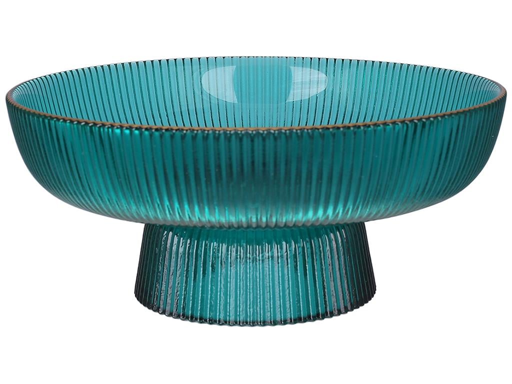 Фруктовница на ножке Scandi с ободком 26х11,5 см Изумрудно-зеленый с золотым (BDI-992-053)