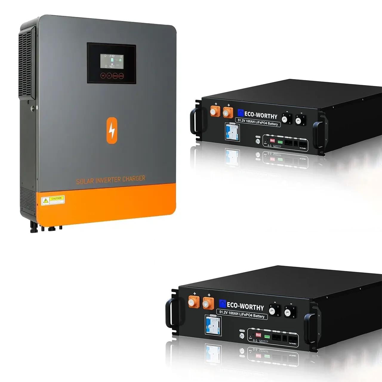 Комплект резервного питания 10 кВт инвертор PowMr 10200W48V POW-HVM10,2M-48V и аккумуляторы 2 шт. LiFePO4 Eco-Worthy 51,2V 100Ah