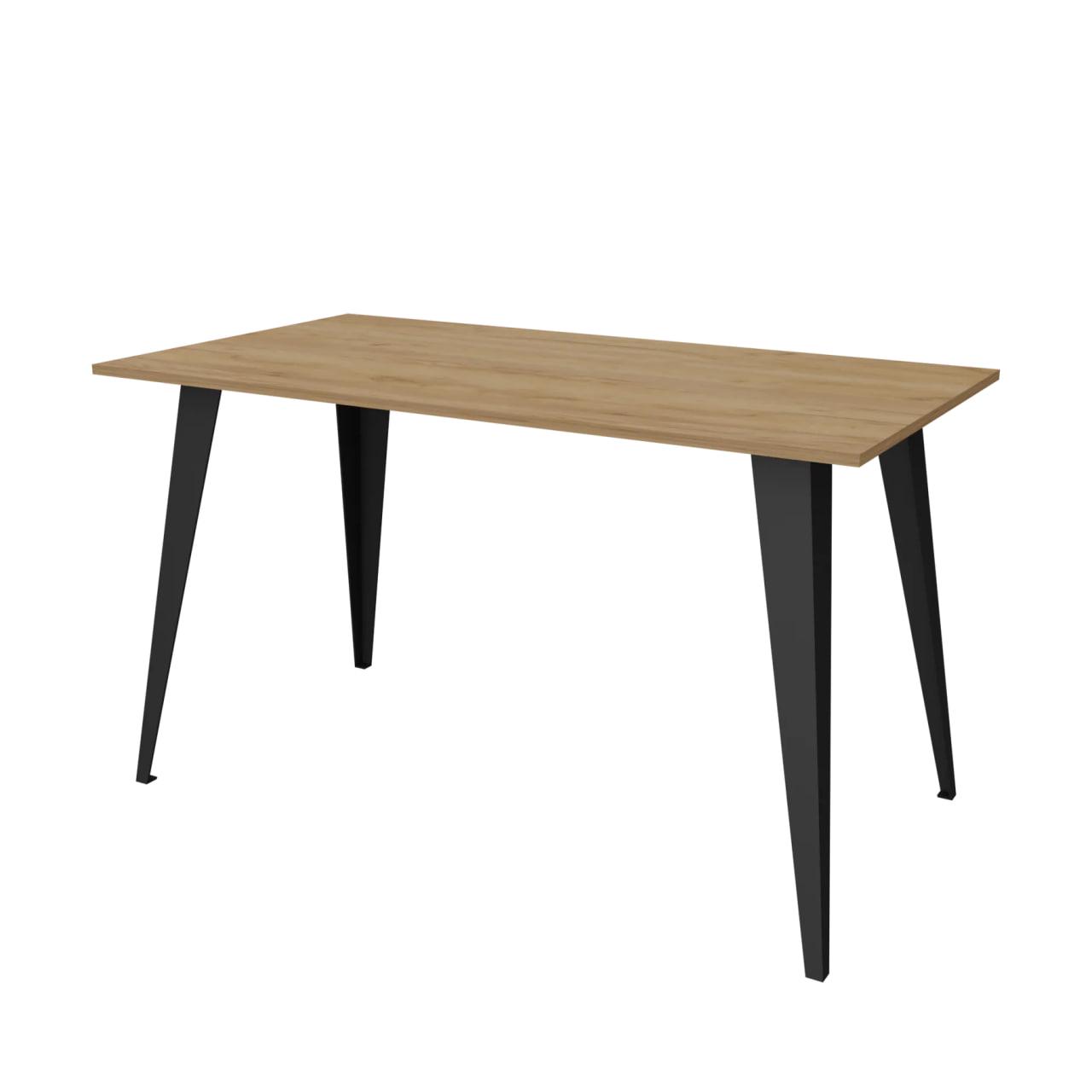 Стіл обідній Неман Діл прямокутний метал/ЛДСП Чорний/Дуб крафт золотий