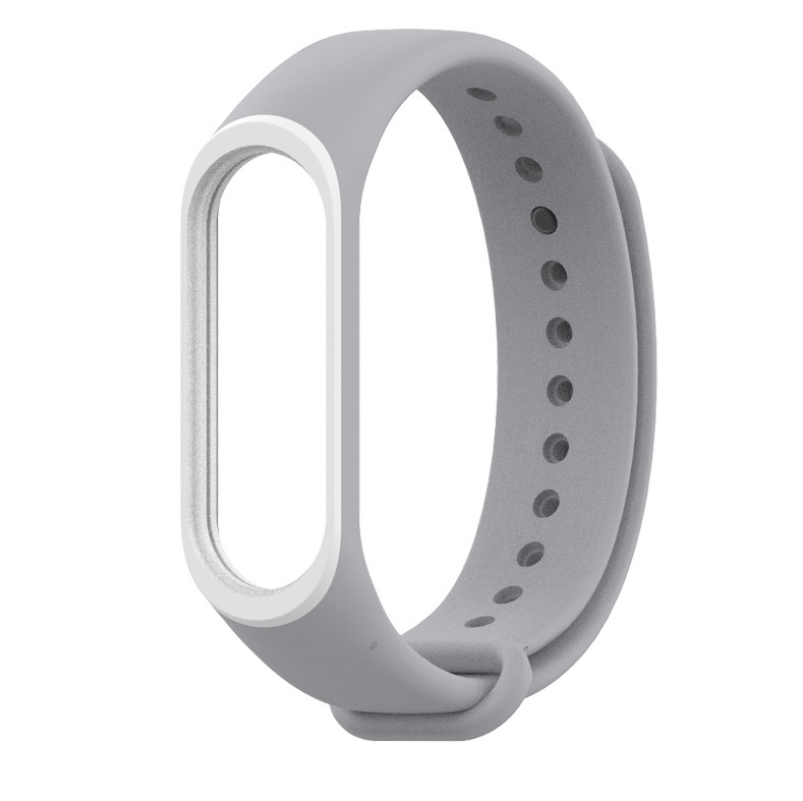 Ремешок для смарт-часов Xiaomi Mi Band 4/3 MiJobs силиконовый с рамкой Серый/Белый (1644P)