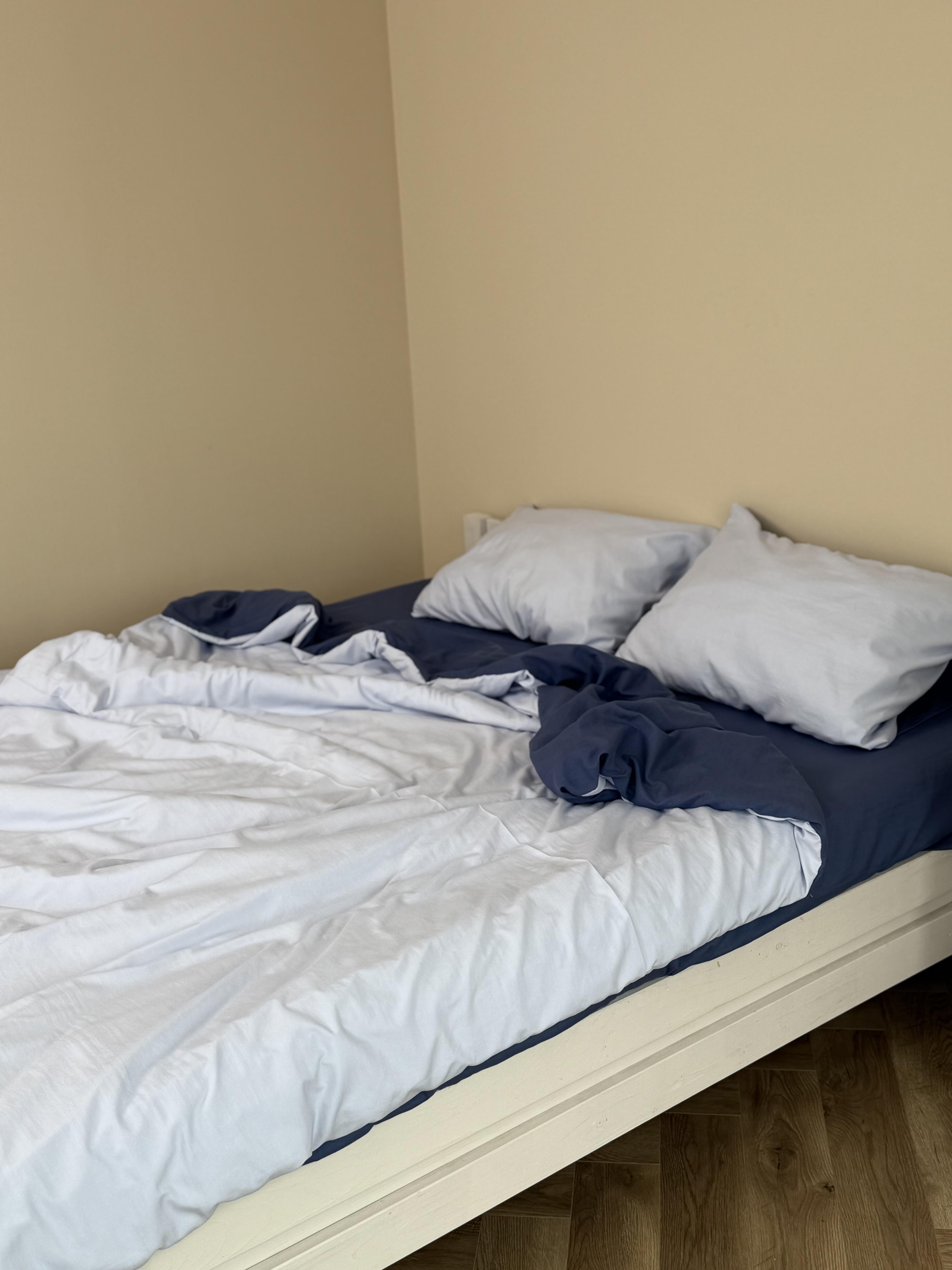 Комплект постельного белья Тень сатин евро/наволочки 50х70/70х70 см Голубой/Синий (6922) - фото 3