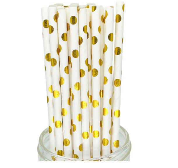 Трубочки коктейльные в горошек 25 шт. 20 см Золотисто-белый (2108/14) - фото 6 Трубочки коктейльные в горошек 25 шт. 20 см Золотисто-белый (2108/14) - фото 6