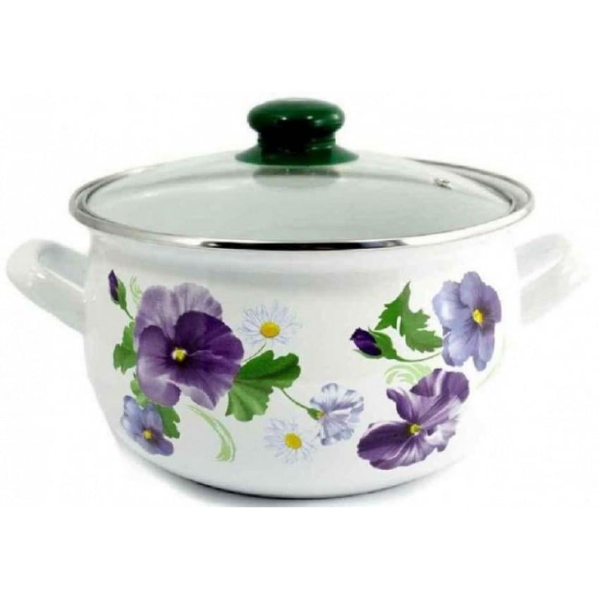 Кастрюля эмалированная Interos 2999 ITR Фиалка 2,1 л 16 см (73182)