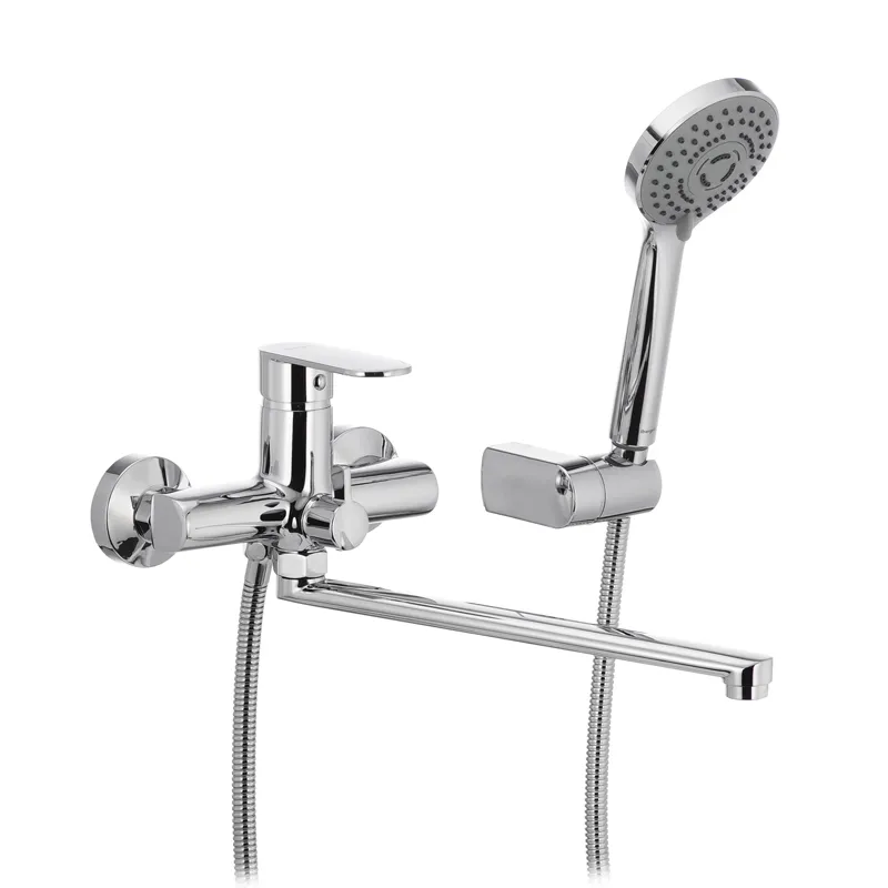 Смеситель для ванны IBERGRIF River M13121 настенный с длинным изливом латунный Хром (OL-IB0020)