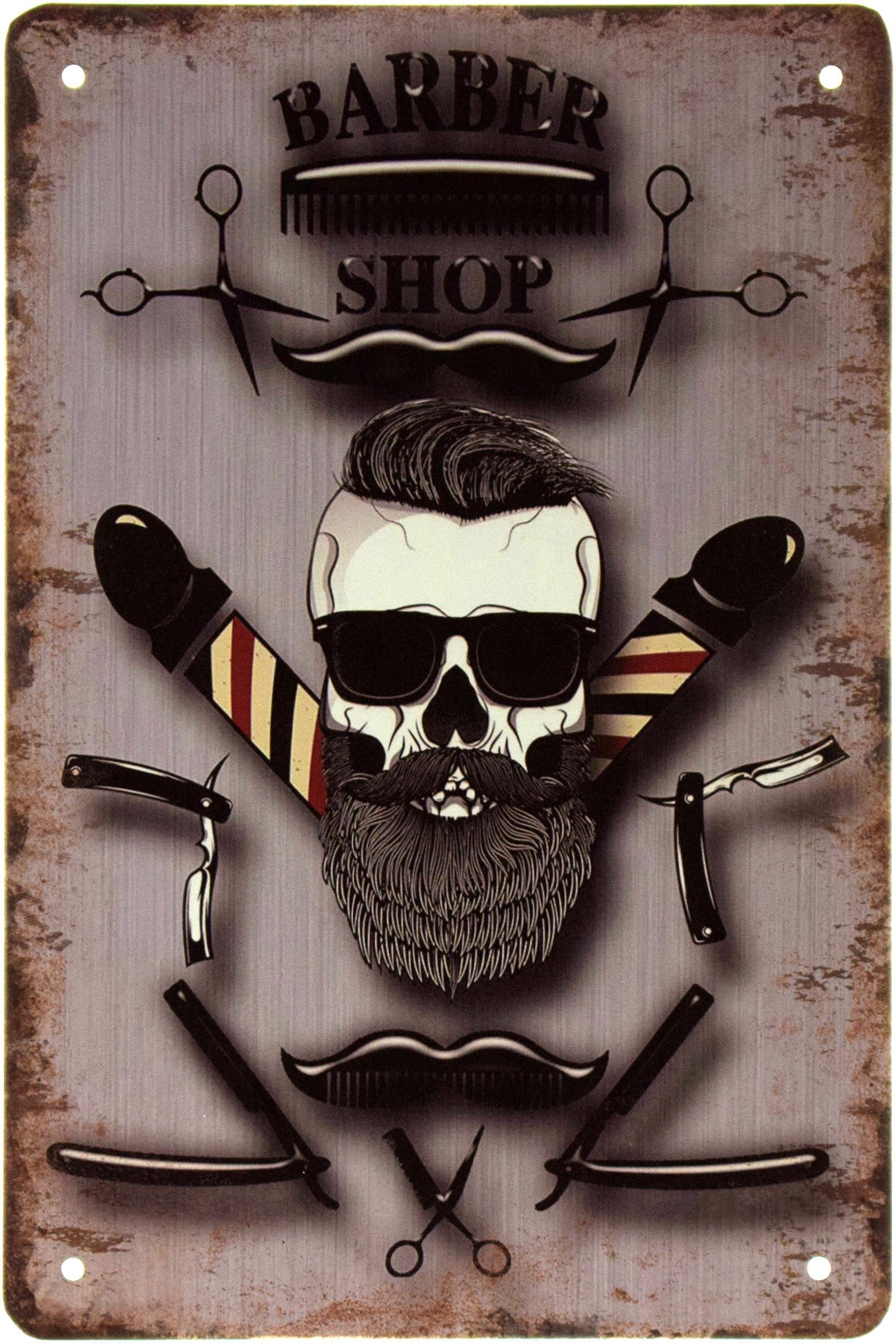 Табличка металлическая Барбершоп Серый Фон/Barber Shop 20x30 см Табличка металлическая Барбершоп Серый Фон/Barber Shop 20x30 см