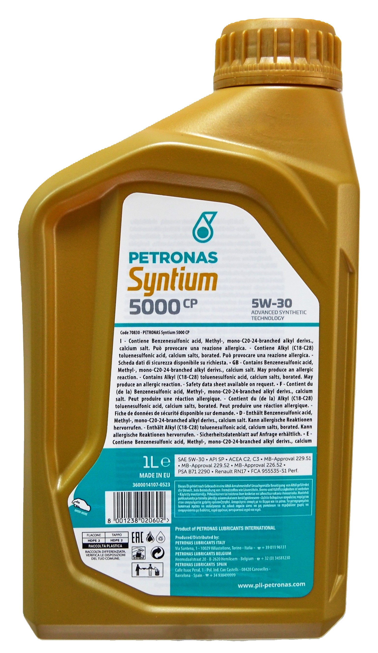 Моторна олива PETRONAS LUBRICANTS Syntium 5000 CP 5W-30 1 л (2419326345) - фото 3 Моторна олива PETRONAS LUBRICANTS Syntium 5000 CP 5W-30 1 л (2419326345) - фото 3