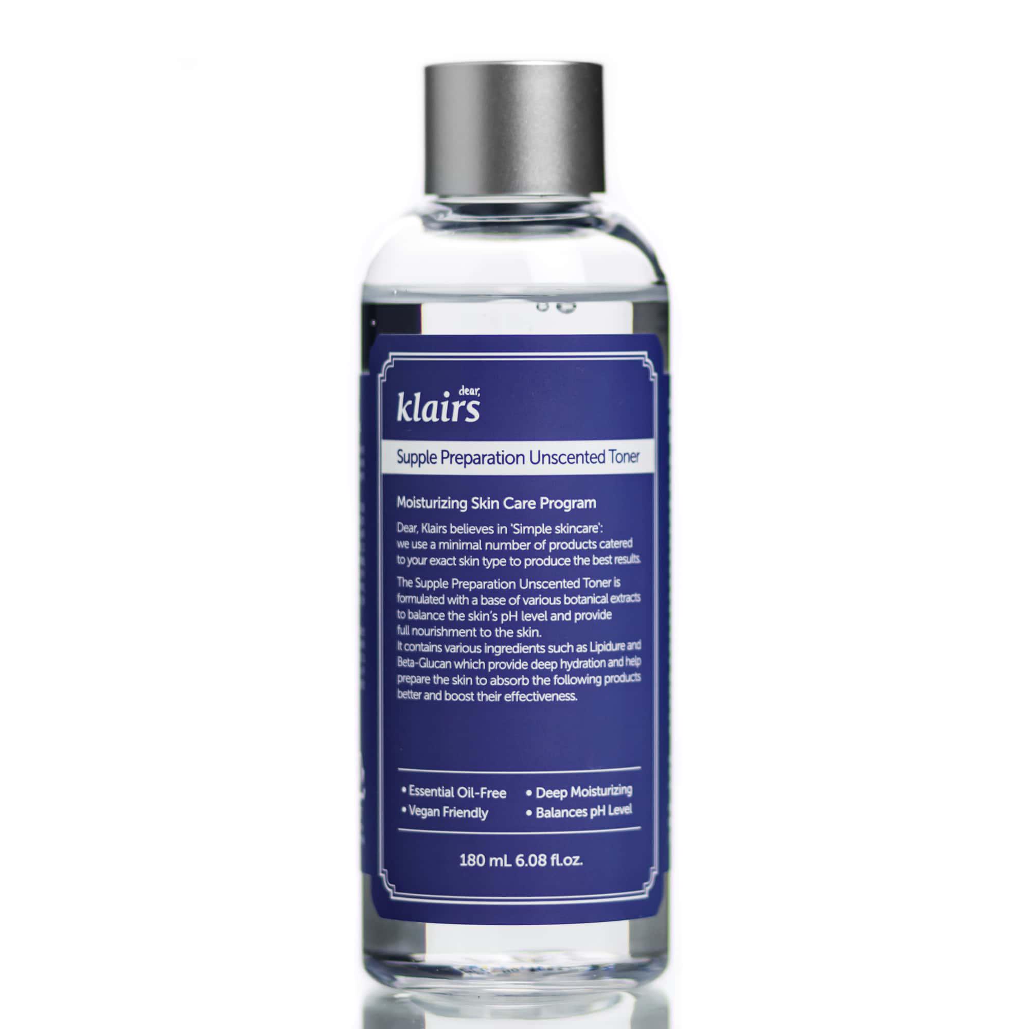 Тонер без масел и запаха гипоаллергенный увлажняющий Dear Klairs Supple Preparation Unscented Toner 180 мл