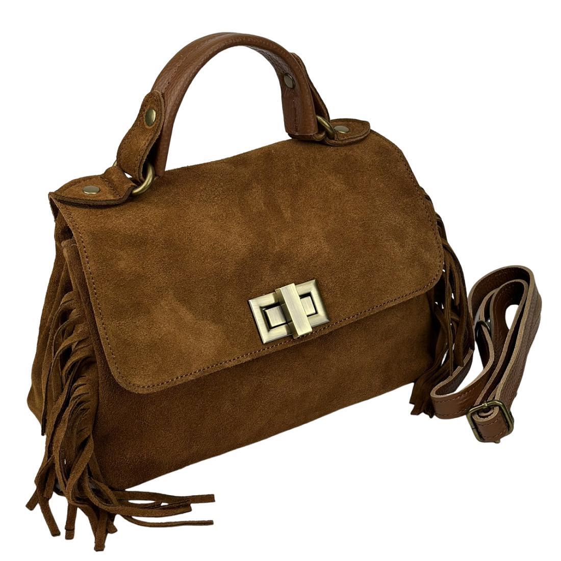 Жіноча сумка крос-боді Royal Bag F-IT-7858C замшеве з бахромою Коричневий (8157) - фото 4 Жіноча сумка крос-боді Royal Bag F-IT-7858C замшеве з бахромою Коричневий (8157) - фото 4