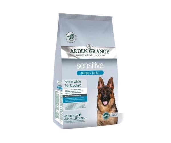 Корм сухой Arden Grange Puppy/Junior Sensitive с океанической белой рыбой и картофелем для щенков с чувствительным пищеварением 2 кг