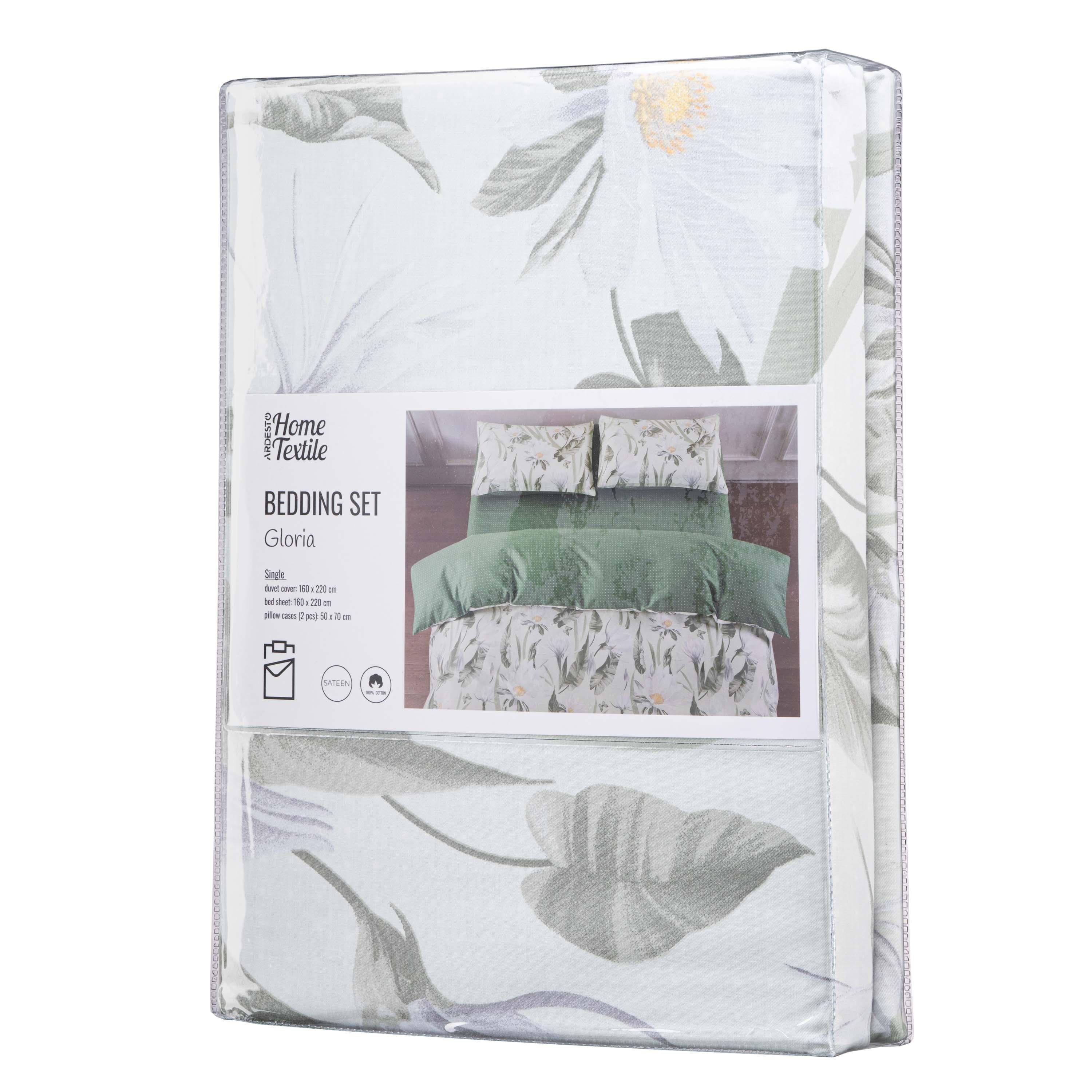 Постель Ardesto Gloria Цветы хлопок/сатин полуторная Зеленый (611238) - фото 1 Постель Ardesto Gloria Цветы хлопок/сатин полуторная Зеленый (611238) - фото 1